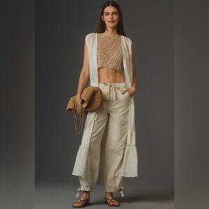 Anthropologie Sheer Eyelet Sleeveless Duster Jacket NWT